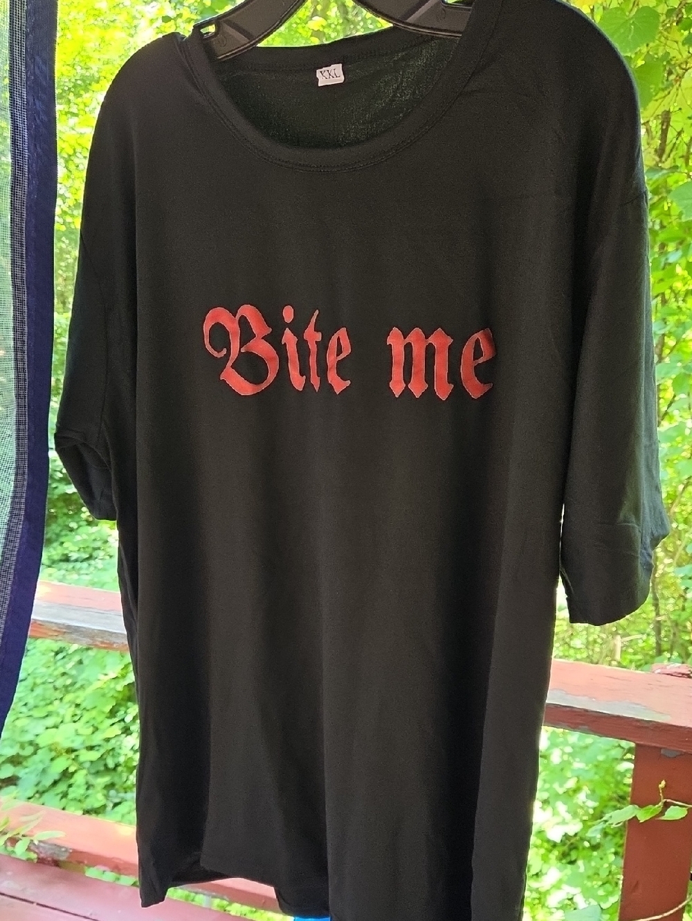 Unk Black Short Sleeve Tee with Red "Bite Me" Print